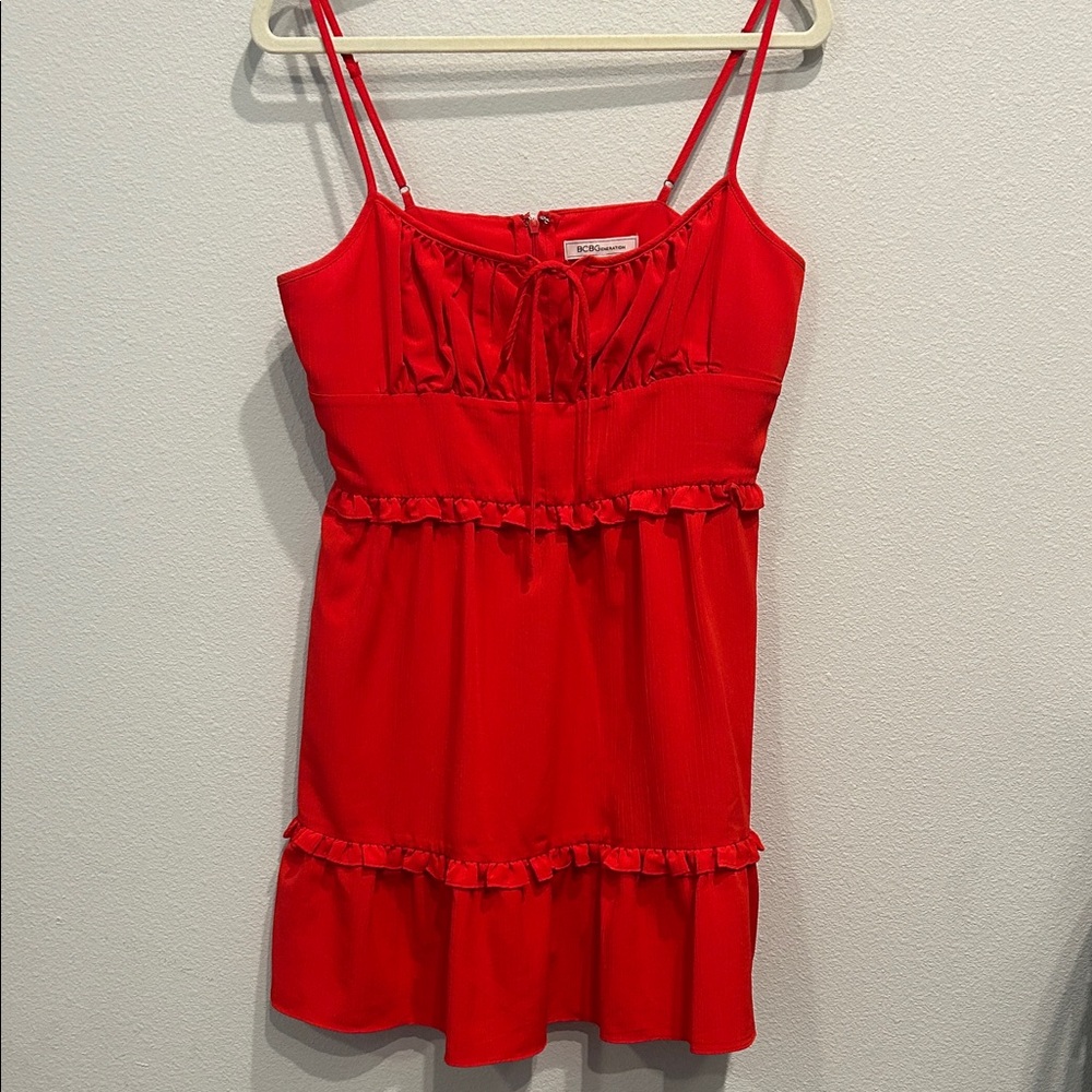 BCBGeneration Red Ruffled Mini Dress